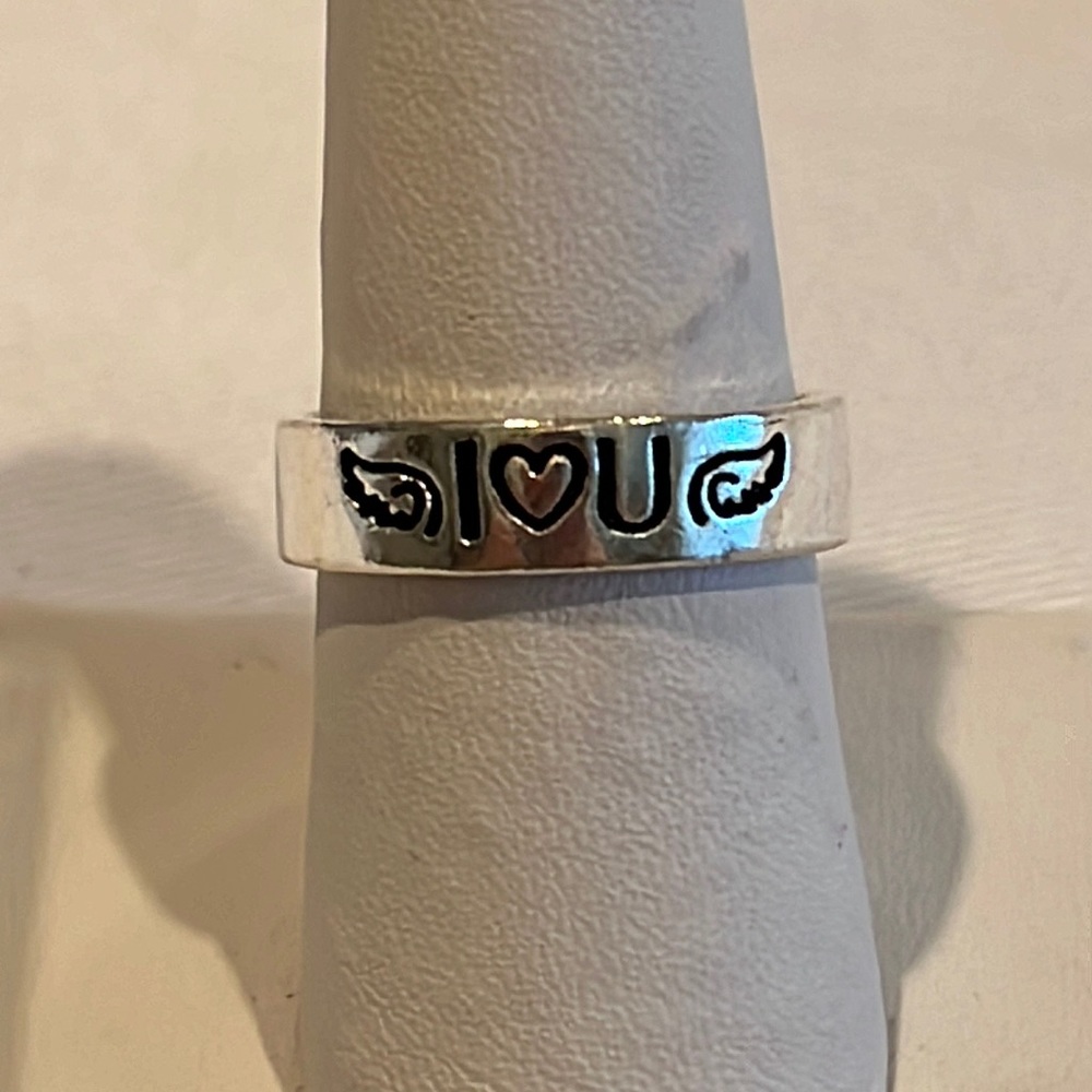 Silver Tone I ❤️ U Ring, 8